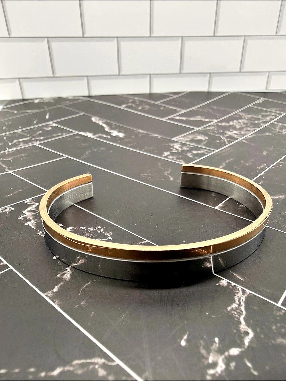 Two-Tone Lotus Mantra Cuff Bracelet - "Let That Sh*t Go" Secret Message